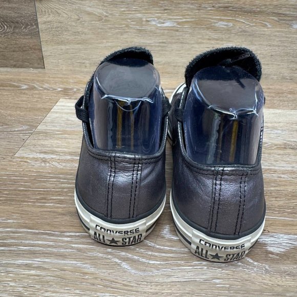 Converse Metallic Gray Leather Low Top Sneakers Women's Size 6 - Picture 3 of 7